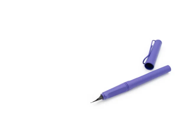 Purple Fountain Pen Isolated White Background Copy Space Text — Stock Photo, Image
