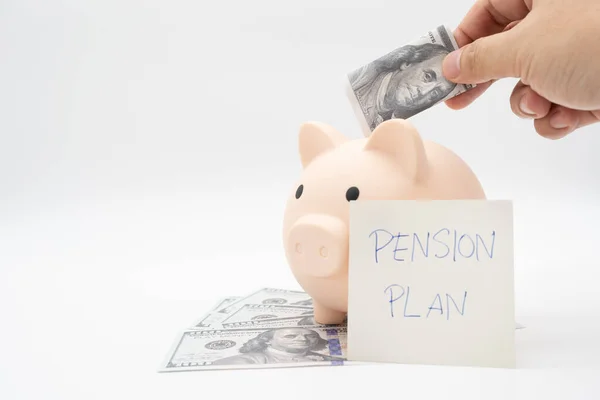 Papiernotiz Mit Text Geschrieben Pension Plan Investitionskonzept Ältere Ehepartner Sparen — Stockfoto