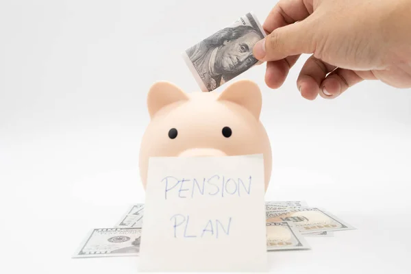 Papiernotiz Mit Text Geschrieben Pension Plan Investitionskonzept Ältere Ehepartner Sparen — Stockfoto