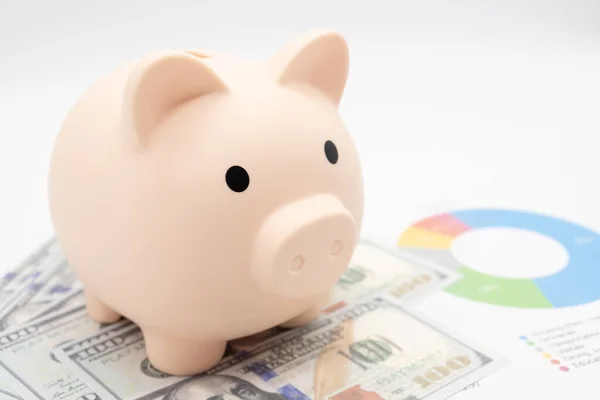 Konzept Eines Notfallsparfonds Ein Sparschwein Mit Dollar Und Stop Knopf — Stockfoto