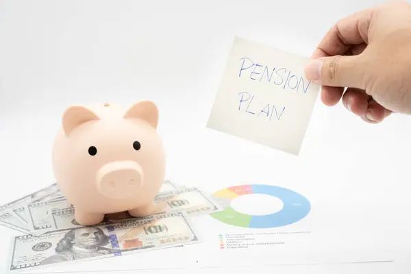 Papírová Poznámka Textem Napsaným Pension Plan Investments Concept Starší Manželé — Stock fotografie