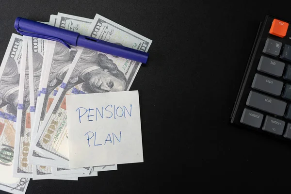 Paper Note Text Written Pension Plan Investments Concept Pension Plan — Stock Photo, Image