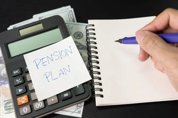 Papírová Poznámka Textem Napsaným Pension Plan Investments Concept Penzijní Plán — Stock fotografie