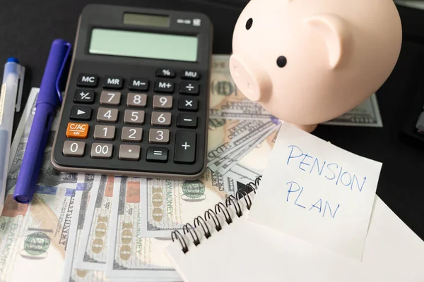 Paper Note Text Pension Plan Stationery Desk Pension Plan Retirement — Stock Photo, Image
