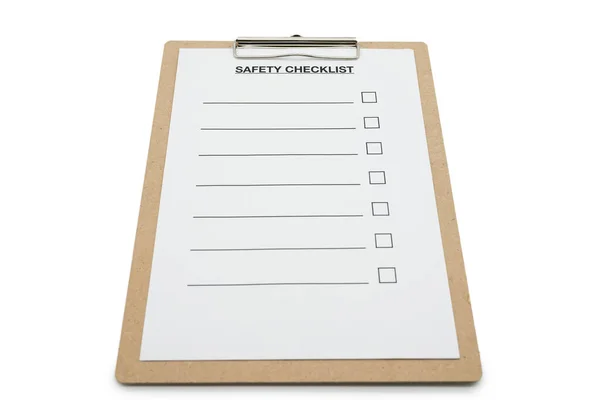 Real Photo Wooden Clipboard Blank Safety Checklist Text Template Isolated — Stock Photo, Image