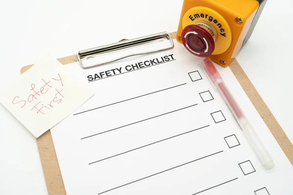 Safety First Text Note Blank Checklist Paper Safety Audit Risk — Stock Photo, Image