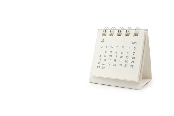 Simple Desk Calendar April 2024 Isolated White Background Calendar Concept 免版税图库图片