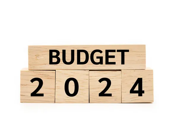 stock image Budget 2024 text on wooden blocks. Budget planning concept. Copy space and clipping path.