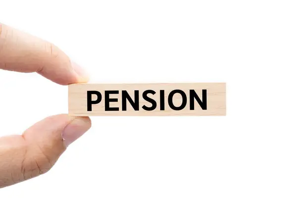 stock image Text PENSION on wooden block with Clipping path isolate on white background. Financial and business concept. retirement saving concept.