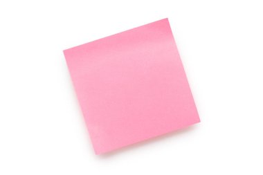 Pembe yapışkan not kırpma yolu ile beyaz arkaplanda izole edildi.