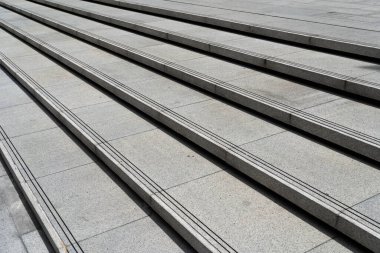 Granit Merdiven Perspektifi. Modern Minimalist Şehir Adımları. Arkaplan ve Boşluğu Kopyala.