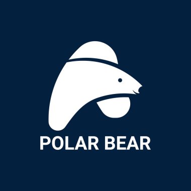 Kutup ayısı çizimi. Kutup ayısı logosu. Beyazlar içinde yaratıcı minimal ayı logosu.