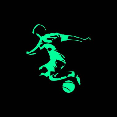 Futbolcunun illüstrasyon vektörü. Futbolcu silueti tasarımı açık mavi. Poster için iyi, Banner. izole edilmiş