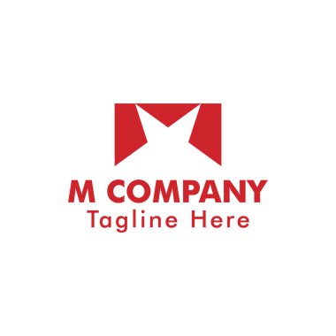 M harfi logosu konsepti. Kırmızılı M logosu. Şirket kimliği için iyi. beyaz arkaplanda izole
