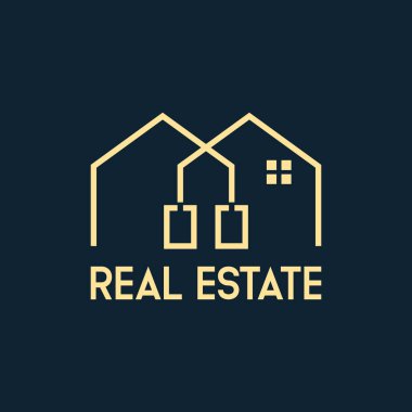 Emlak konsepti logosu tasarımı. Emlak şirketiniz için basit bir minimalist logo. vektör ev dizayn şablonu