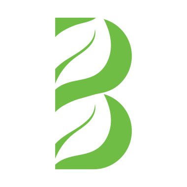 Harf B yaprağı konsept tasarım vektörü şablonu