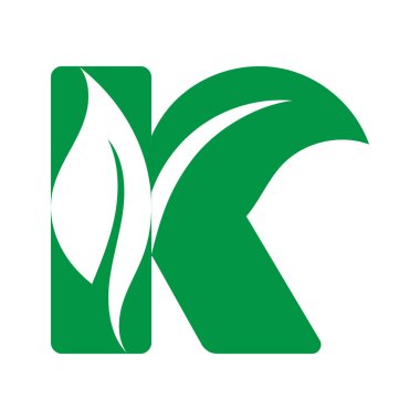 İlk harf K yaprağı logo tasarım vektör elementi. Ticari ve marka logoları için iyi