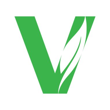 V yaprağı ilk harf logo tasarım vektörü