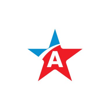 Yıldız logosu konsepti olan A harfi. Şirketiniz için yaratıcı monogram logosu. Harf A logo tasarım şablonu. beyaz arkaplanda izole