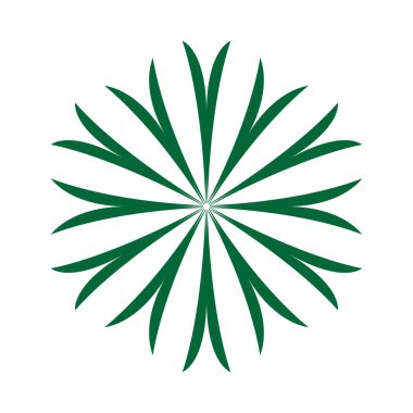 Çiçek ya da çiçek süsü dekoratif vektör tasarımı. Soyut çiçek simgesi sembolü beyazı izole edilmiş yeşil vektör gösterimi