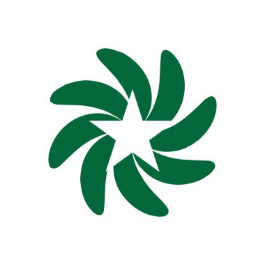 Çiçek ya da çiçek süsü dekoratif vektör tasarımı. Soyut çiçek simgesi sembolü beyazı izole edilmiş yeşil vektör gösterimi