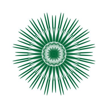 Çiçek ya da çiçek süsü dekoratif vektör tasarımı. Soyut çiçek simgesi sembolü beyazı izole edilmiş yeşil vektör gösterimi