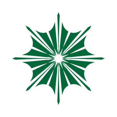 Çiçek ya da çiçek süsü dekoratif vektör tasarımı. Soyut çiçek simgesi sembolü beyazı izole edilmiş yeşil vektör gösterimi