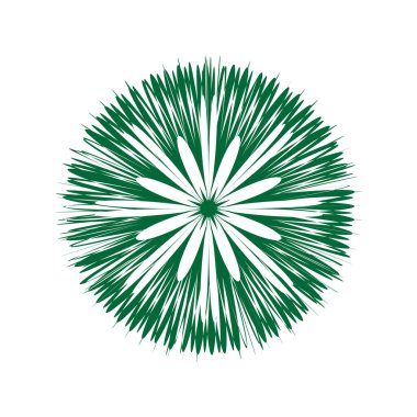 Çiçek ya da çiçek süsü dekoratif vektör tasarımı. Soyut çiçek simgesi sembolü beyazı izole edilmiş yeşil vektör gösterimi