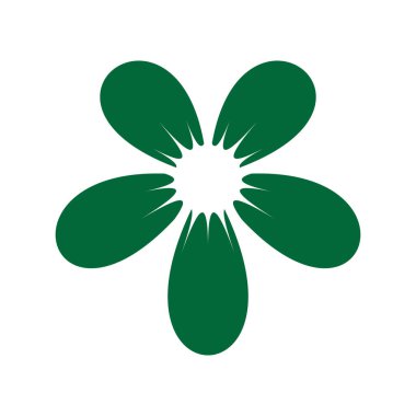 Çiçek ya da çiçek süsü dekoratif vektör tasarımı. Soyut çiçek simgesi sembolü beyazı izole edilmiş yeşil vektör gösterimi