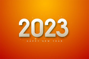 Happy new year 2023 3d on bright orange background