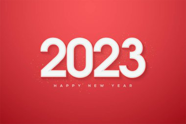 Happy new year 2023 with white numbers on red background