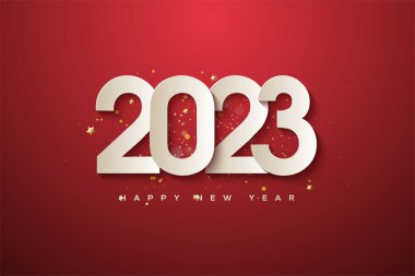 new year 2023 with paper cut illustration