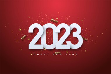 2023 new year elegant white on red background