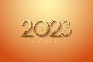 2023 happy new year gold on bright background