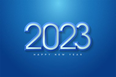 happy new year 2023 with layered number illustration