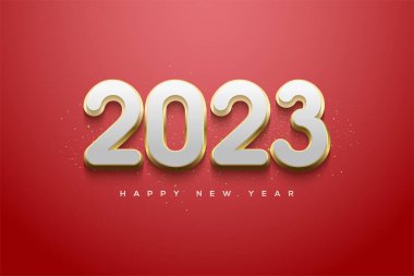 2023 happy new year numbers with luxury white and gold color