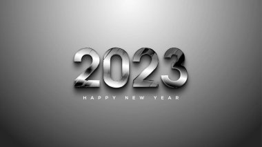 Happy new year 2023 vector background with luxurious and elegant silver color