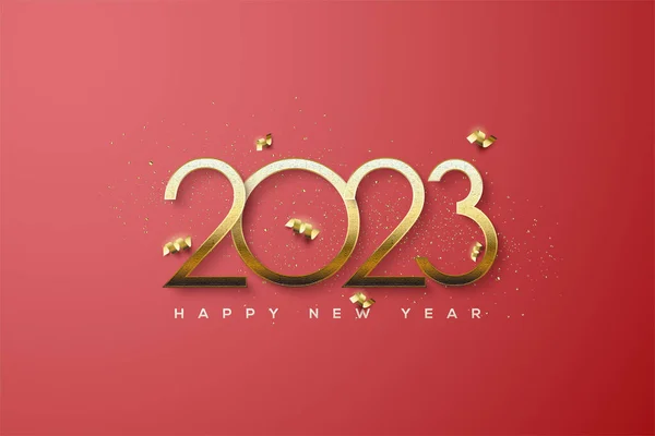 2023 Happy New Year Thin Gold Numbers — Stockvector