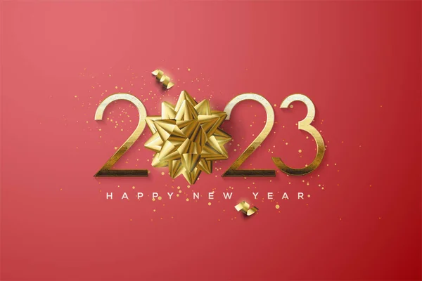 2022 Happy New Year Fancy Gold Numbers Ribbon — Stock Vector