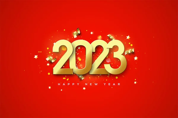 2023 Happy New Year Fancy Gold Numbers — Vettoriale Stock