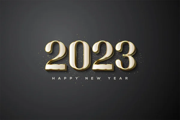 Happy New Year 2023 Luxury Gold Color — Stock Vector