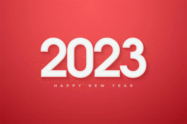 Happy New Year 2023 White Numbers Red Background — 图库矢量图片