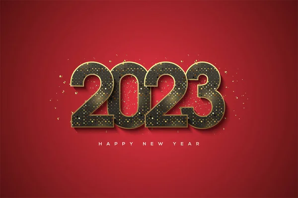 stock vector 2023 happy new year with golden halftone numbers