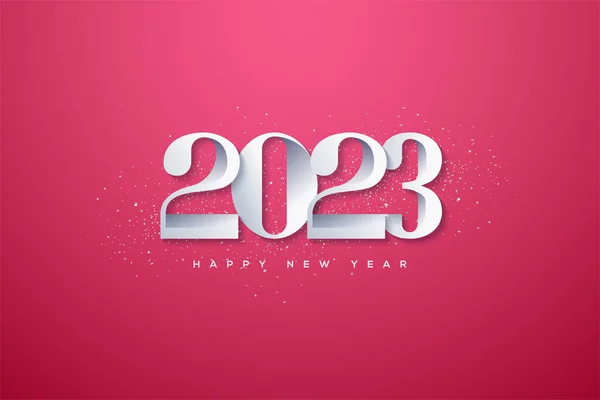 2023 Happy New Year Unique Cut Numbers — Vettoriale Stock