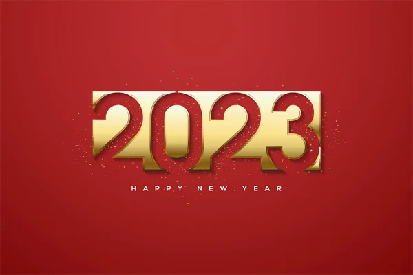 stock vector 2023 happy new year with fancy gold cut numbers