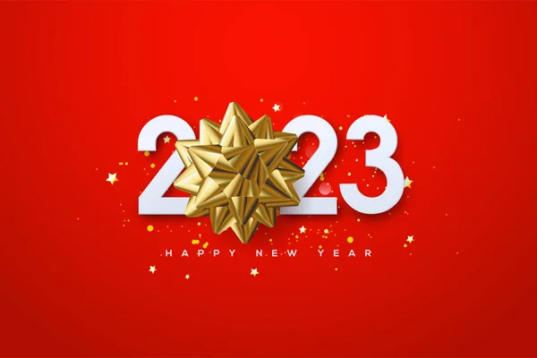 2023 Happy New Year Illustration Gold Ribbon — Stockvektor