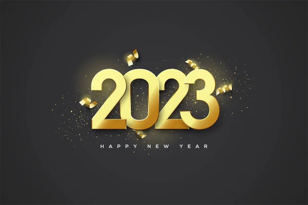 2023 Happy New Year Background Luxury Gold Numbers — Stockvector