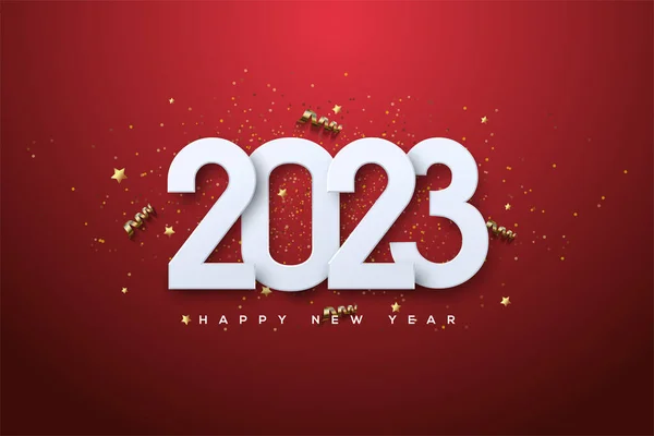 2023 Новий Рік Елегантний Білий Червоному Тлі — стоковий вектор