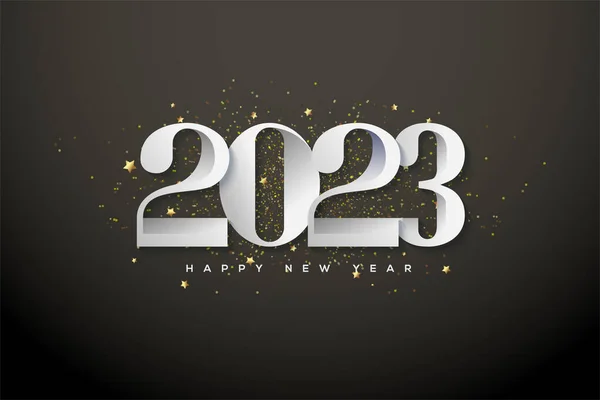 2023 Happy New Year Classic Pure White — Vettoriale Stock