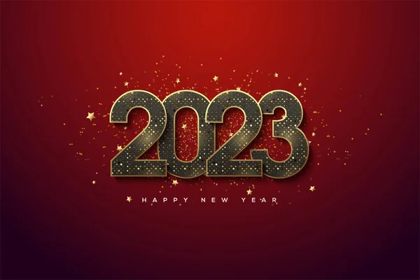 Happy New Year 2023 Halftone Numbers — Stock vektor